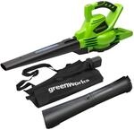 Greenworks GD40BV Akku Laubsauger / Laubbl&auml;ser mit b&uuml;rstenlosem Motor, 280 km/h,