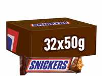 Snickers Schokoriegel Großpackung | Erdnüsse, Karamell | Fußball Snack | 32 Riegel