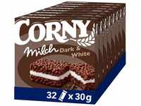 Müsliriegel Corny Milch Dark & White, Milchsandwich mit Kakao und Milchcreme, 32x30g