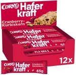 Haferriegel Corny Haferkraft Cranberry-K&uuml;rbiskern | Vegan & Vollkorn | 12 x 65 g