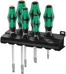 Wera 334 SK/6 Rack Schraubendrehersatz Kraftform Plus Lasertip + Rack, 6-teilig,