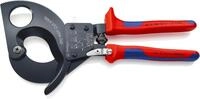 KNIPEX Kabelschneider (Ratschenprinzip) in Blister schwarz lackiert mit