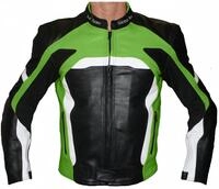 German Wear Herren Motorradjacke Lederjacke mit Protektoren, Frabe:Gr&uuml;n;Gr&ouml;&szlig;e:M