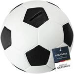 HMF 4790-01 Spardose Fu&szlig;ball Lederoptik 15 cm Durchmesser, schwarz wei&szlig;