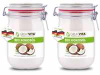 GreatVita Bio Kokosöl nativ 2x 1000 ml im Bügelglas zum Kochen & Backen