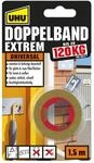 UHU Doppelband Extrem, Extrem hohe Klebekraft von 120 kg/Rolle, 1,5 m x 19 mm