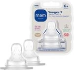 MAM Sauger Gr&ouml;&szlig;e 3 im Doppelpack, Flaschensauger (Durchflussrate schnell), weicher