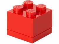 Lego Box 4, Mini Lego Box mit 4 Knöpfen, Snack Box, Rot, 4,6 x 4,6 x 4,3 cm