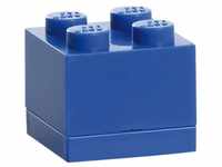 Lego Box 4, Mini Lego Box mit 4 Knöpfen, Snack Box, Blau, 4,6 x 4,6 x 4,3 cm