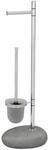 WENKO Stand WC-Garnitur Pebble Stone Grey - WC-B&uuml;rstenhalter, Stahl, 23.5 x 70 x 19