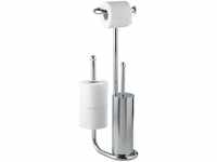 WENKO Stand WC-Garnitur Universalo Chrom, mit integriertem Toilettenpapierhalter und