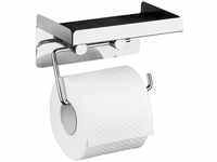 WENKO Toilettenpapierhalter 2 in 1 Edelstahl, Edelstahl rostfrei, 16 x 12.5 x 11.5