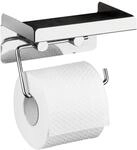 WENKO Toilettenpapierhalter 2 in 1 Edelstahl mit Ablage Gl&auml;nzend