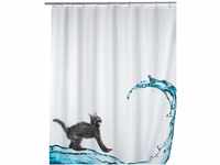 WENKO Anti-Schimmel Duschvorhang Cat, Textil-Vorhang mit Antischimmel Effekt fürs