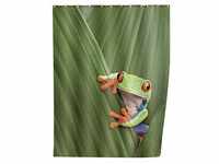WENKO Duschvorhang Frog - waschbar, mit 12 Duschvorhangringen, Polyester, 180 x...