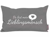 Kissen Lieblingsmensch grau 25x45 cm Made in Germany / Ökotex 100