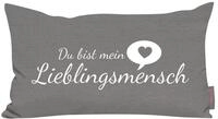 MAGMA Kissen Lieblingsmensch grau 25x45 cm Made in Germany/&Ouml;kotex 100