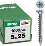 SPAX Universalschraube, 5,0 x 25 mm, 1000 St&uuml;ck, T-STAR plus, Senkkopf, Vollgewinde,