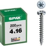 SPAX Universalschraube, 4,0 x 16 mm, 200 St&uuml;ck, T-STAR plus, Halbrundkopf,
