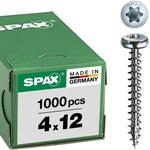SPAX Universalschraube, 4,0 x 12 mm, 1000 St&uuml;ck, T-STAR plus, Halbrundkopf,