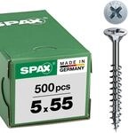 SPAX Universalschraube, 5,0 x 55 mm, 500 St&uuml;ck, Kreuzschlitz Z2, Senkkopf,