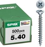 SPAX Universalschraube, 5,0 x 40 mm, 500 St&uuml;ck, Kreuzschlitz Z2, Senkkopf,