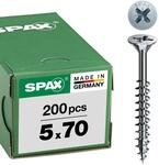 SPAX Universalschraube, 5,0 x 70 mm, 200 St&uuml;ck, Kreuzschlitz Z2, Senkkopf,
