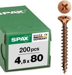 SPAX Universalschraube, 4,5 x 80 mm, 200 St&uuml;ck, Kreuzschlitz Z2, Senkkopf,