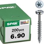 SPAX Universalschraube, 6,0 x 90 mm, 200 St&uuml;ck, T-STAR plus, Halbrundkopf,