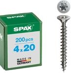 SPAX Universalschraube aus Edelstahl rostfrei A2, 4,0 x 20 mm, 200 St&uuml;ck,...