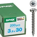 SPAX Universalschraube aus Edelstahl rostfrei A2, 3,5 x 30 mm, 200 St&uuml;ck, T-STAR
