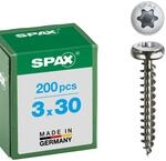 SPAX Universalschraube aus Edelstahl rostfrei A2, 3,0 x 30 mm, 200 St&uuml;ck, T-STAR