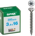 SPAX Universalschraube aus Edelstahl rostfrei A2, 3,5 x 16 mm, 200 St&uuml;ck,...