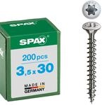 SPAX Universalschraube aus Edelstahl rostfrei A2, 3,5 x 30 mm, 200 St&uuml;ck, T-STAR