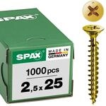 SPAX Universalschraube, 2,5 x 25 mm, 1000 St&uuml;ck, Kreuzschlitz Z1, Senkkopf,