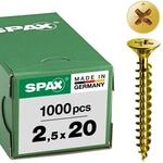 SPAX Universalschraube, 2,5 x 20 mm, 1000 St&uuml;ck, Kreuzschlitz Z1, Senkkopf,