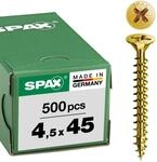 SPAX Universalschraube, 4,5 x 45 mm, 500 St&uuml;ck, Kreuzschlitz Z2, Senkkopf,