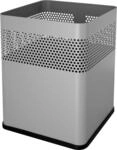 helit H2515987 - Quadratischer Metall-Papierkorb, 18 Liter, lichtgrau, mit Lochdekor,