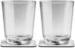 Silwy Magnetglas 250 ml mit Untersetzer 2er-Set transparent
