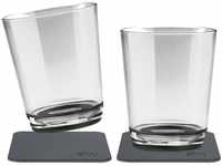 Silwy Magnetglas 250 ml mit Untersetzer 2er-Set grau