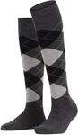 Burlington Damen Kniestr&uuml;mpfe Marylebone W KH Wolle lang gemustert 1 Paar, Grau