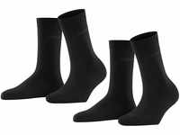 ESPRIT Damen Socken Uni 2-Pack W SO Baumwolle einfarbig 2 Paar, Schwarz (Black 3000),