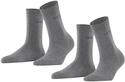 ESPRIT Damen Socken Uni Multipack W So Baumwolle einfarbig 2 Paar, Grau Light Grey