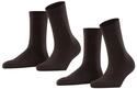 ESPRIT Damen Socken Uni Multipack W So Baumwolle einfarbig 2 Paar, Braun Dark Brown