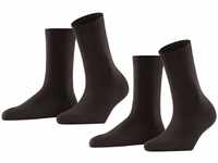 ESPRIT Damen Socken Uni 2-Pack W SO Baumwolle einfarbig 2 Paar, Braun (Dark Brown