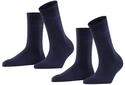 ESPRIT Damen Socken Uni Multipack W So Baumwolle einfarbig 2 Paar, Blau Marine 6120,