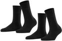 ESPRIT Damen Socken Basic Easy Multipack W So Baumwolle einfarbig 2 Paar, Schwarz