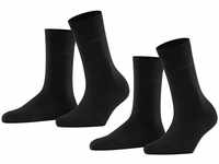 ESPRIT Damen Socken Basic Easy 2-Pack W SO Baumwolle einfarbig 2 Paar, Schwarz (Black