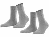 ESPRIT Damen Socken Basic Easy 2-Pack W SO Baumwolle einfarbig 2 Paar, Grau (Light