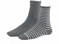 Tommy Hilfiger Damen TH Women SMALL Stripe 2P Socken, Grau (Middle Grey Melange...